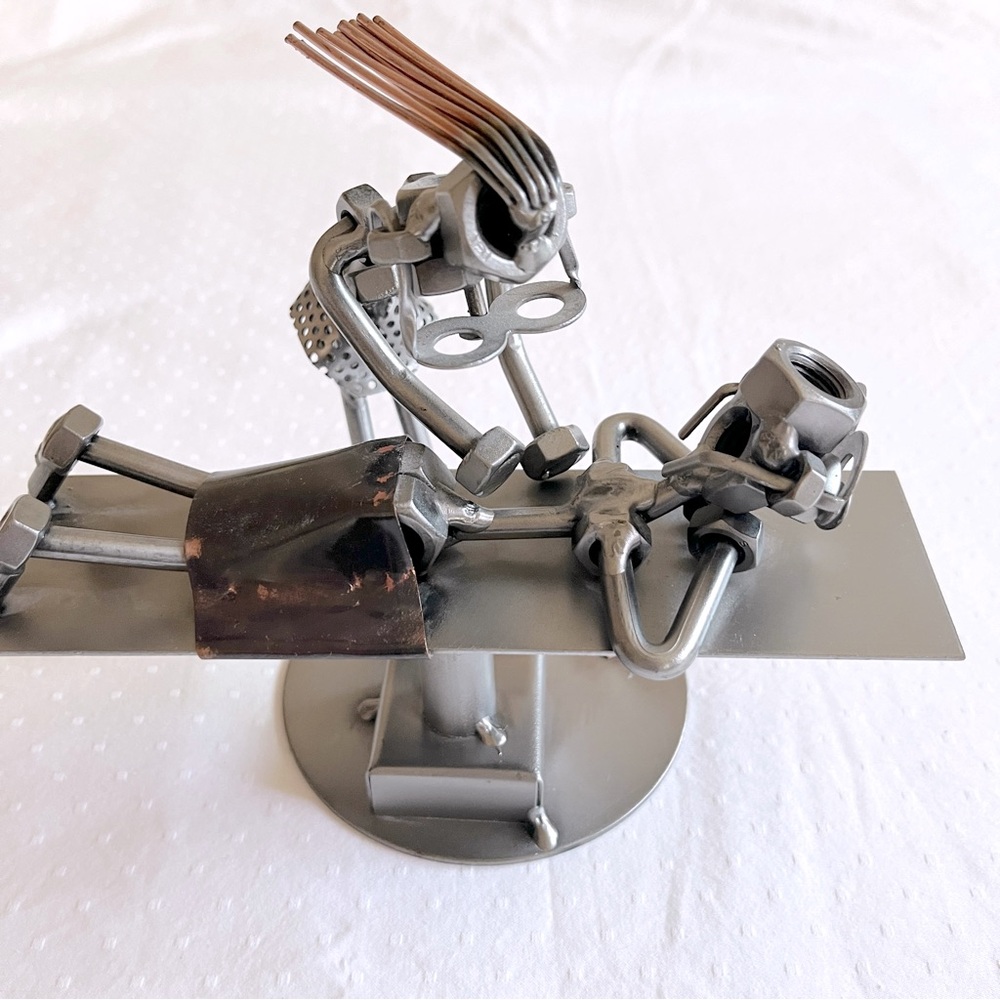 Hinz & Kunst Original German Nuts and Bolts Metal Massage Therapist Sculpture